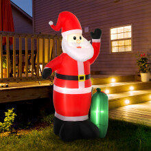 HOMCOM Inflatable 7.5ft Santa Claus Xmas Décor Airblown Yard LED w/ Gift Bag