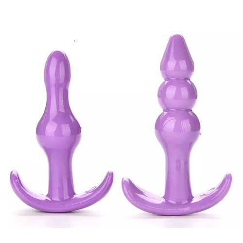 2PC Anal Butt Plug Set - Flexible Soft Silicone Beads for Beginners