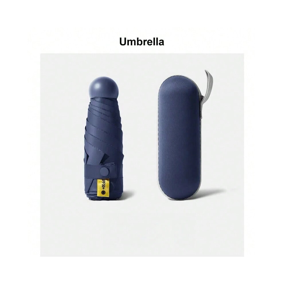 (Navy Blue) Flat 50% off Sun Protection Parasol, WOMEN'S Sun Umbrella, Anti-UV, Sunny and Rainy Dual-use Umbrella, Pocket Umbrella, Port