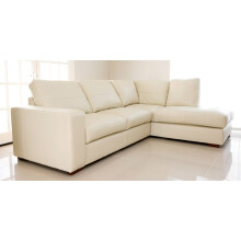 WESTPOINT VENICE BIG CORNER SOFA FAUX LEATHER CREAM RIGHT HAND SIDE