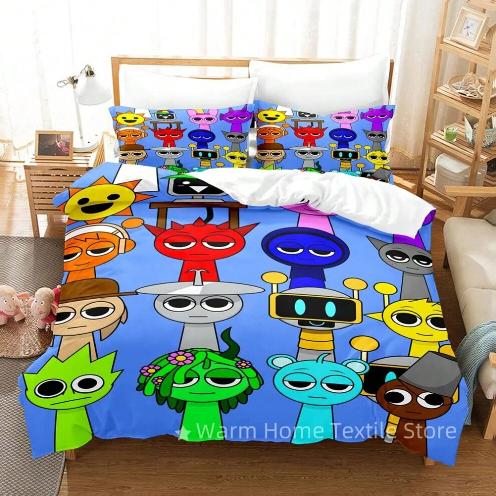 (3, Eu Single 135x200cm) Sprunki Bedding Set Incredibox 3D Printed Music Game Duvet Cover Set Soft Single Twin Double Queen King Size Sprunki Gifts Kids