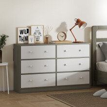 (White) HOMCOM Chest of Drawers, 6 Drawer Dresser for Bedroom