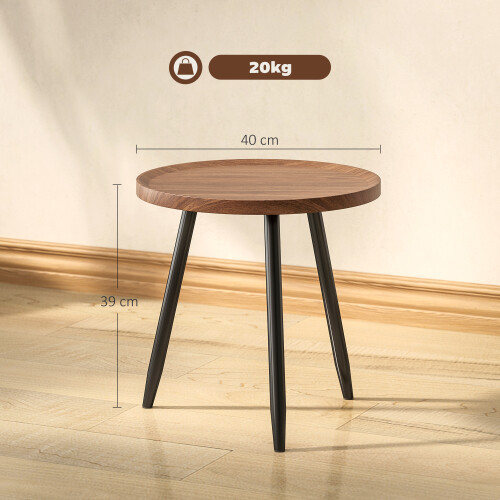 Homcom HOMCOM Modern End Side Table, Round Coffee Table, Chestnut Wood Effect 2