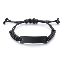 (Black, EPILEPSY) Personalized Medical Alert ID Bracelet Braided Wristband Free Engraving Hot