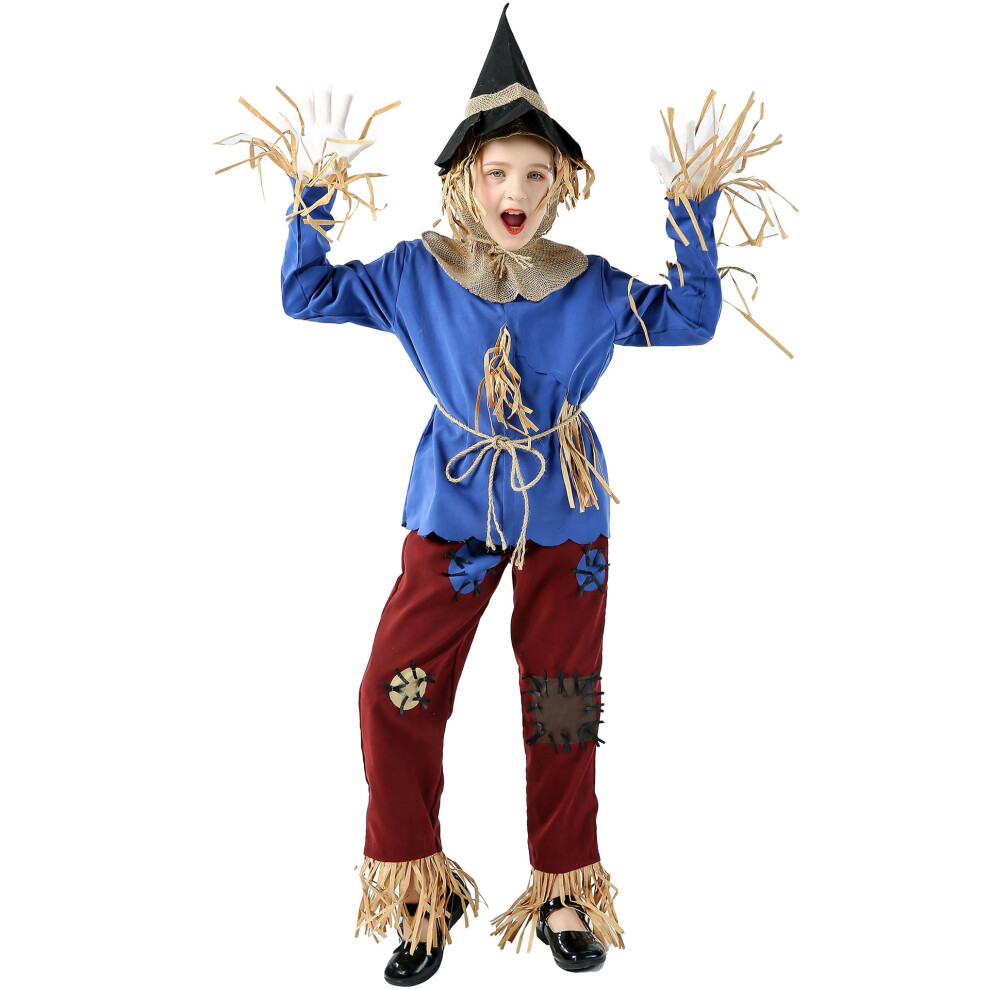 (150cm) Kids' Scarecrow Costume – Unisex Halloween Masquerade Outfit for Boys & Girls Stage Performances