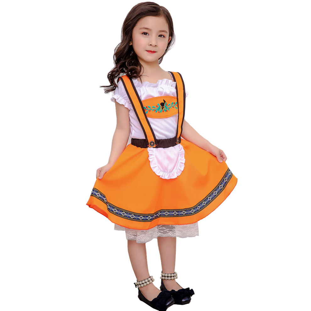 (L(120-130cm)) Girls' Oktoberfest Beer Maid Costume – Kids' Cosplay Dress for Halloween & Stage Performances