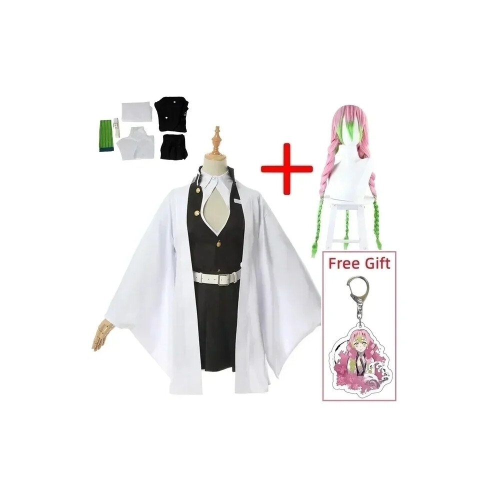 Topsrjyl (D3, Kids 140Cm) Anime Kostuum Kanroji Mitsuri Cosplay Halloween Vrouw Volwassen Kleding Kids Pruik Uniform Kostuums Voor Vrouwen