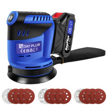 Cordless Random Orbital Sander 125mm 5inch Palm Sanders 21V 3-Speed, Dust Bag, Sealed Bearings, Swirl-Free Finish