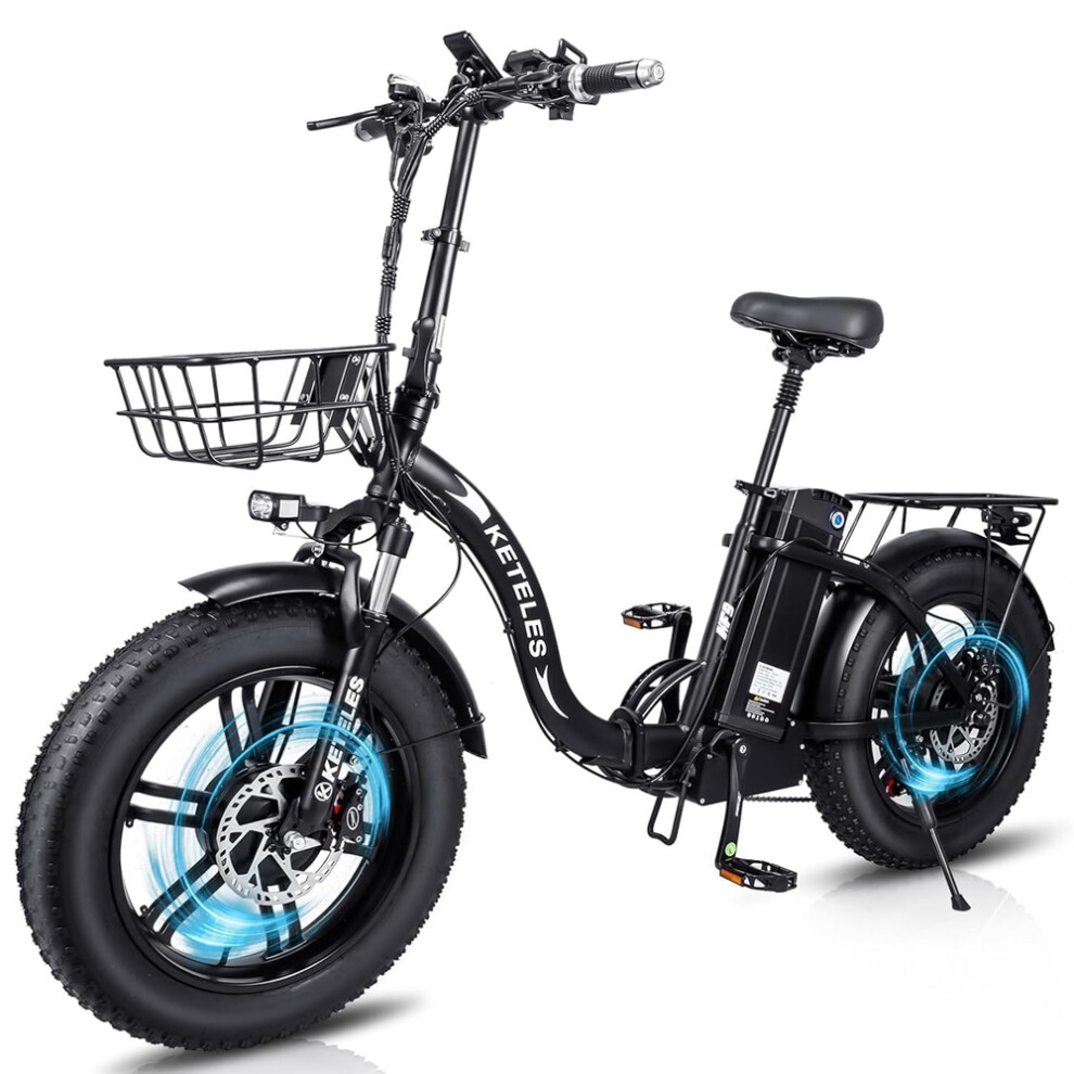 KETELES KF9 Folding Electric Bicycle, 2*1000W, 26AH Battery, Black-image-OPC-PHMYS2V-NEW