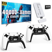 Wireless retro game console with 40,000 built-in classic games, 4K HDMI TV output, 2.4G wireless controller, 64G nostalgic game stick