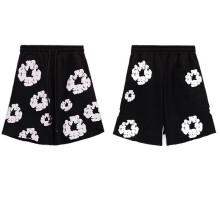 (Small, black) 2024 Denim Tears Kapok Print Unisex Casual Shorts
