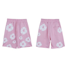 (Medium, pink) 2024 Denim Tears Kapok Print Unisex Casual Shorts