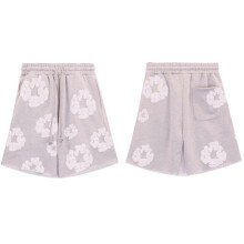 (Extra Large, gray) 2024 Denim Tears Kapok Print Unisex Casual Shorts