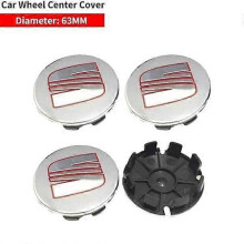 (63mm, silver) 4pcs 56 / 63mm Car Wheel Center Caps Hub Rim Cover For Seat Leon Alhambra Toledo Cupra Arona Ibiza Altea Cordoba Dust Cover Decoration