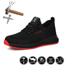 (41, black) Work Shoes With Steel Toe Boots Anti Smash Safety Shoes Men Women Light Work Sneakers Breathable Anti-Stab Indestructible Shoes