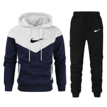 (L, white) Red Autumn 2025 New Sportswear Tracksuits Men's Casual Plushed Warm Hoodie Set Color Matching Brand 2 Piece Male Outfit
