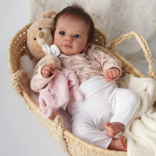 Realistic 19'' 49 Cm Reborn Baby Simulation Doll Soft Touch Cloth Body Newborn Dolls Pure Handmade Painting Alive Baby Dolls for Kids Bedtime Play Toy