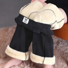 (3XL, black) 2025 Women Winter Fleece Lined Wide Leg Pants Casual Thicken Warm Baggy Sweatpants Women High Waist Korean Lamb Fluff Straight Pantalones
