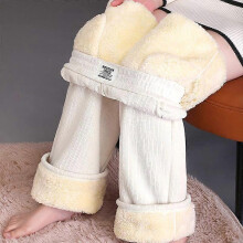 (L, beige) 2025 Women Winter Fleece Lined Wide Leg Pants Casual Thicken Warm Baggy Sweatpants Women High Waist Korean Lamb Fluff Straight Pantalones