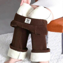 (L, brown) 2025 Women Winter Fleece Lined Wide Leg Pants Casual Thicken Warm Baggy Sweatpants Women High Waist Korean Lamb Fluff Straight Pantalones