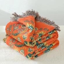 (150x200cm, orange) Japanese Cotton Blanket for Beds Sofa Cover Multifunction Leisure Blanket and Throws Simple Sofa Cushion Non-slip Bedspread Soft