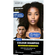 Hair ID 3 In 1 Ammonia Free Color Shampoo Dark Brown 3pcs 15 ml