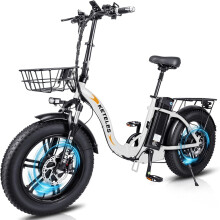 KETELES KF9 Folding Electric Bicycle, 2*1000W, 26AH Battery, White