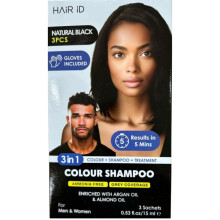 Hair ID 3 In 1 Ammonia Free Color Shampoo Natural Black 3pcs