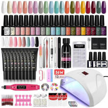 (set 07) PHOENIXY Nail Set With Nail Lamp Nail Dryer Nail Drill Machine Manicure Set Kit Soak-off Nail Art Tool Set Poly Nail Gel Nail Gel Polish Set