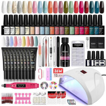 (set 06) PHOENIXY Nail Set With Nail Lamp Nail Dryer Nail Drill Machine Manicure Set Kit Soak-off Nail Art Tool Set Poly Nail Gel Nail Gel Polish Set