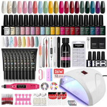 (set 04) PHOENIXY Nail Set With Nail Lamp Nail Dryer Nail Drill Machine Manicure Set Kit Soak-off Nail Art Tool Set Poly Nail Gel Nail Gel Polish Set