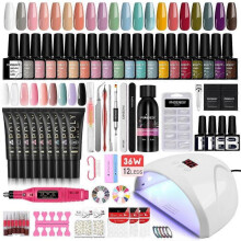 (set 03) PHOENIXY Nail Set With Nail Lamp Nail Dryer Nail Drill Machine Manicure Set Kit Soak-off Nail Art Tool Set Poly Nail Gel Nail Gel Polish Set