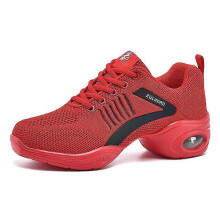 (39, red) Women's Jazz Shoes Lace-up Sneakers - Breathable Air Cushion Lady Split Sole Athletic Walking Dance Shoes Platform