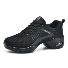 (37, black) Women's Jazz Shoes Lace-up Sneakers - Breathable Air Cushion Lady Split Sole Athletic Walking Dance Shoes Platform