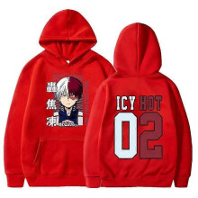 (M, red) New Todoroki Shoto Print Hoodie Women Hoodie