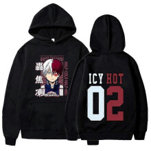 (L, black) New Todoroki Shoto Print Hoodie Women Hoodie