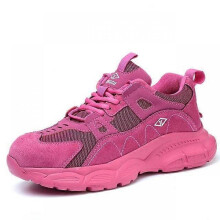 (37, pink) Lightweight Work Safety Shoes Women Men Breathable Protective Work Sneakers Steel Toe Shoes Indestructible Safety Boots