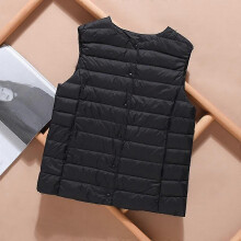 (XS, black) Ultralight Down Vest Women Single-breasted Sleeveless Female Duck Down Waistcoat Puffer Feather Padded Warm Jacket