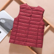 (XS, wine red) Ultralight Down Vest Women Single-breasted Sleeveless Female Duck Down Waistcoat Puffer Feather Padded Warm Jacket