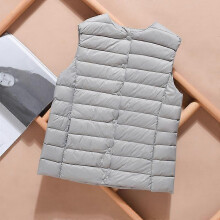 (S, light grey) Ultralight Down Vest Women Single-breasted Sleeveless Female Duck Down Waistcoat Puffer Feather Padded Warm Jacket