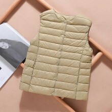 (2XL, khaki) Ultralight Down Vest Women Single-breasted Sleeveless Female Duck Down Waistcoat Puffer Feather Padded Warm Jacket