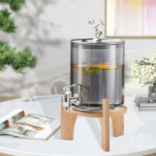 (gray) Beverage Dispenser with Spigot,Glass Drink Stand for Parties Water