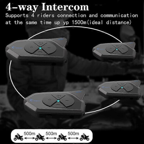 (black) GOCOM4 Motorcycle Bluetooth Intercom Helmet Communicator Headset FM Ridao Interphone Intercomunicador for 4 Riders PK V4 PLUS 2