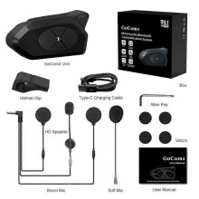 (white) GOCOM4 Motorcycle Bluetooth Intercom Helmet Communicator Headset FM Ridao Interphone Intercomunicador for 4 Riders PK V4 PLUS