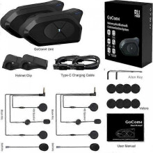 (black) GOCOM4 Motorcycle Bluetooth Intercom Helmet Communicator Headset FM Ridao Interphone Intercomunicador for 4 Riders PK V4 PLUS