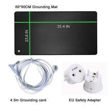 (EU Plug) 90*60cm Earthing Grounding Mat Improve Sleep Electric Mat Grounding Pad for Health Grounding Bed Mat with Grounding Cord Adapter