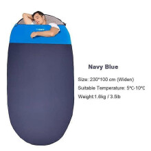 (1.6kg, navy blue) Widen Oval Shape Sleeping Bag Camping Lightweight for Adult Hiking Travel Outdoor