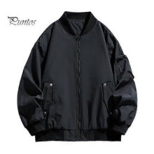 (L, black) Men Baseball Jacket Full Zipper Lightweight Solid Color Two Side Pockets Outdoor Casual Coat Spring And Autumn Tops for Daily Wear
