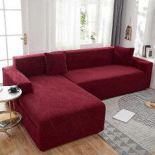 (1 seater 90-140cm, wine red) Waterproof Jacquard Fabric Sofa Covers Elastic Washable Armchair L Shape Couch Sofa Covers For Living Room Home