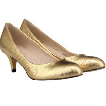 (42, gold) LOSLANDIFEN Ladies Shoes Women Pumps New Solid Tip High Heels  Woman   Zapatos Mujer Office Medium Heel shoe